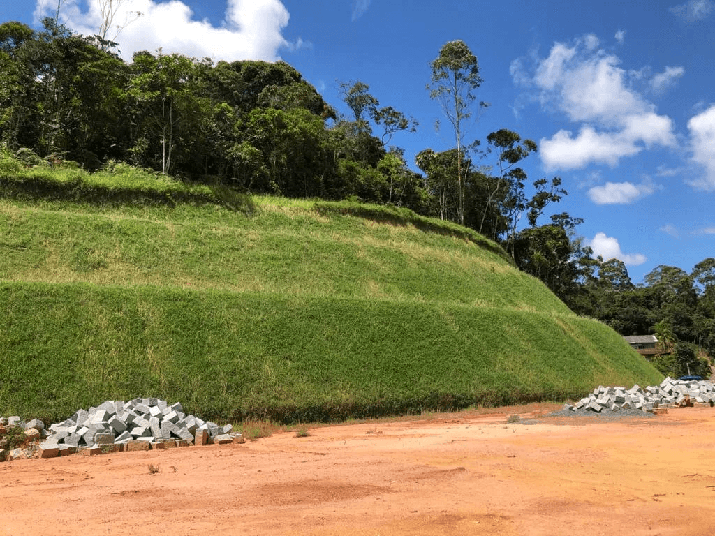 Dramatic mountain scene at a vibrant sunrise.