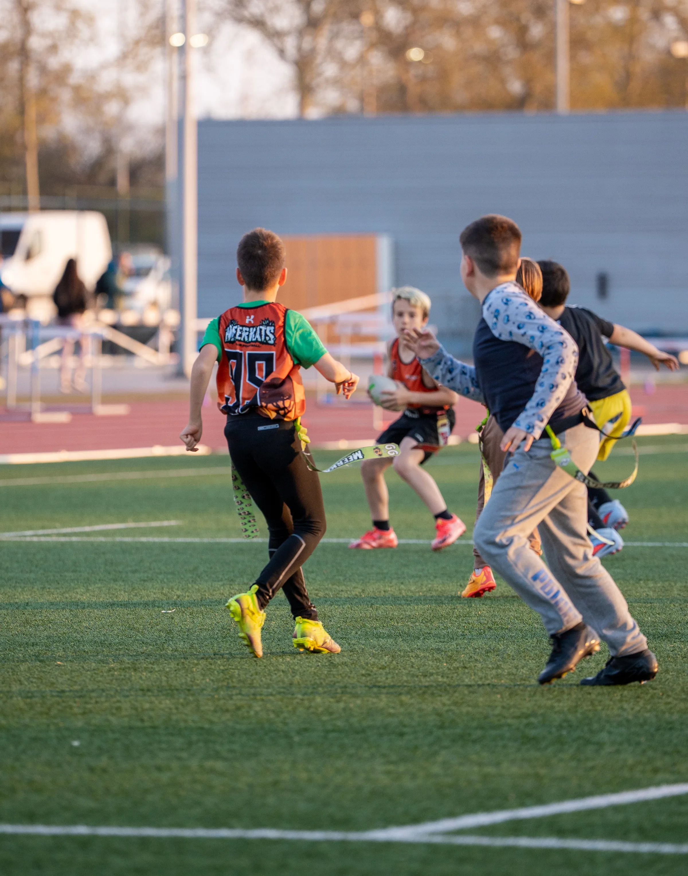 Cornellà Meerkats flag football fotografía 2026, fotografía deportes infantiles Barcelona, Nolan Pardo fotógrafo flag football