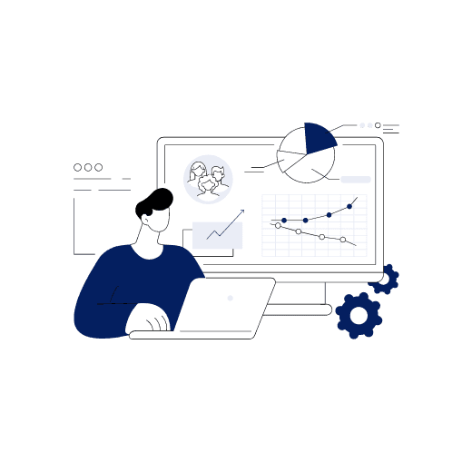 Illustration of a project manager presenting a follow-up meeting