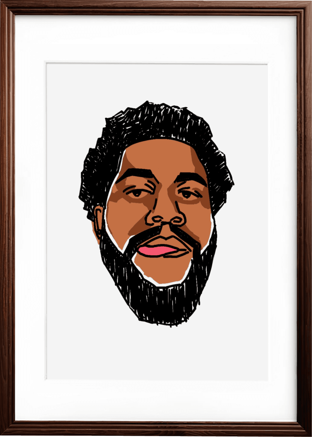 an illustrated selfie of michael adekolu with a white background