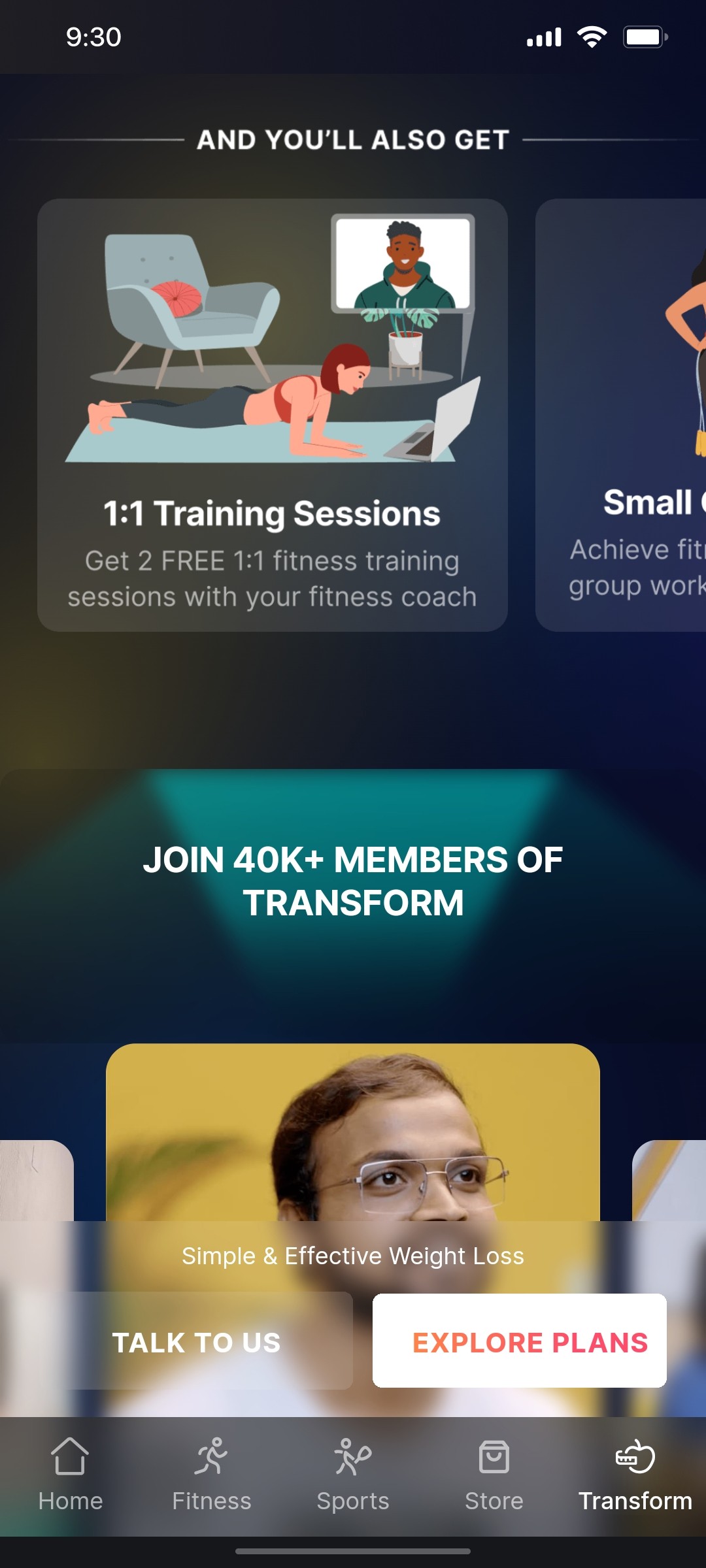 Cult.fit App Join transform Screen 