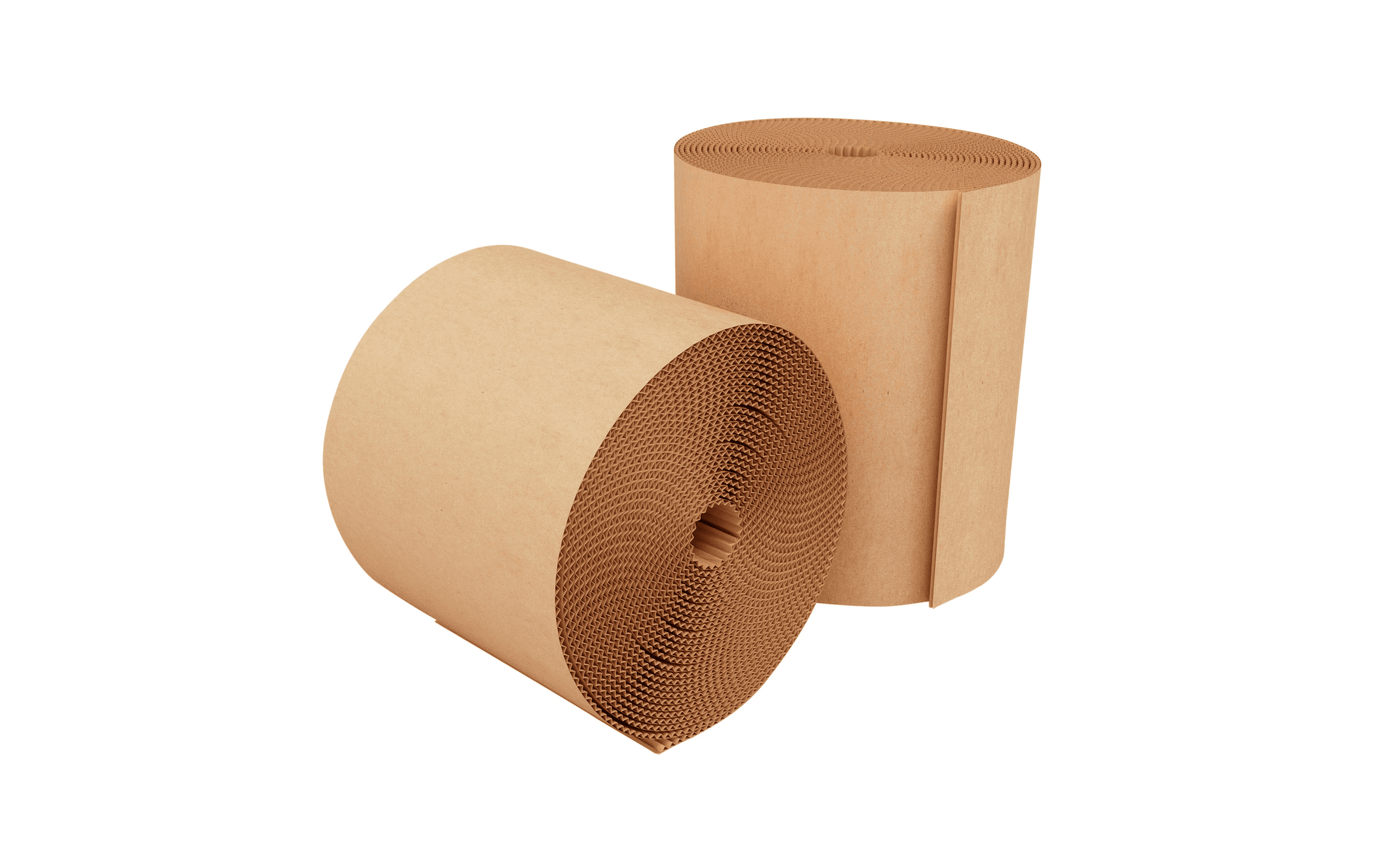 Corrugated paper rolls for protective packaging and cushioning in shipping and e-commerce