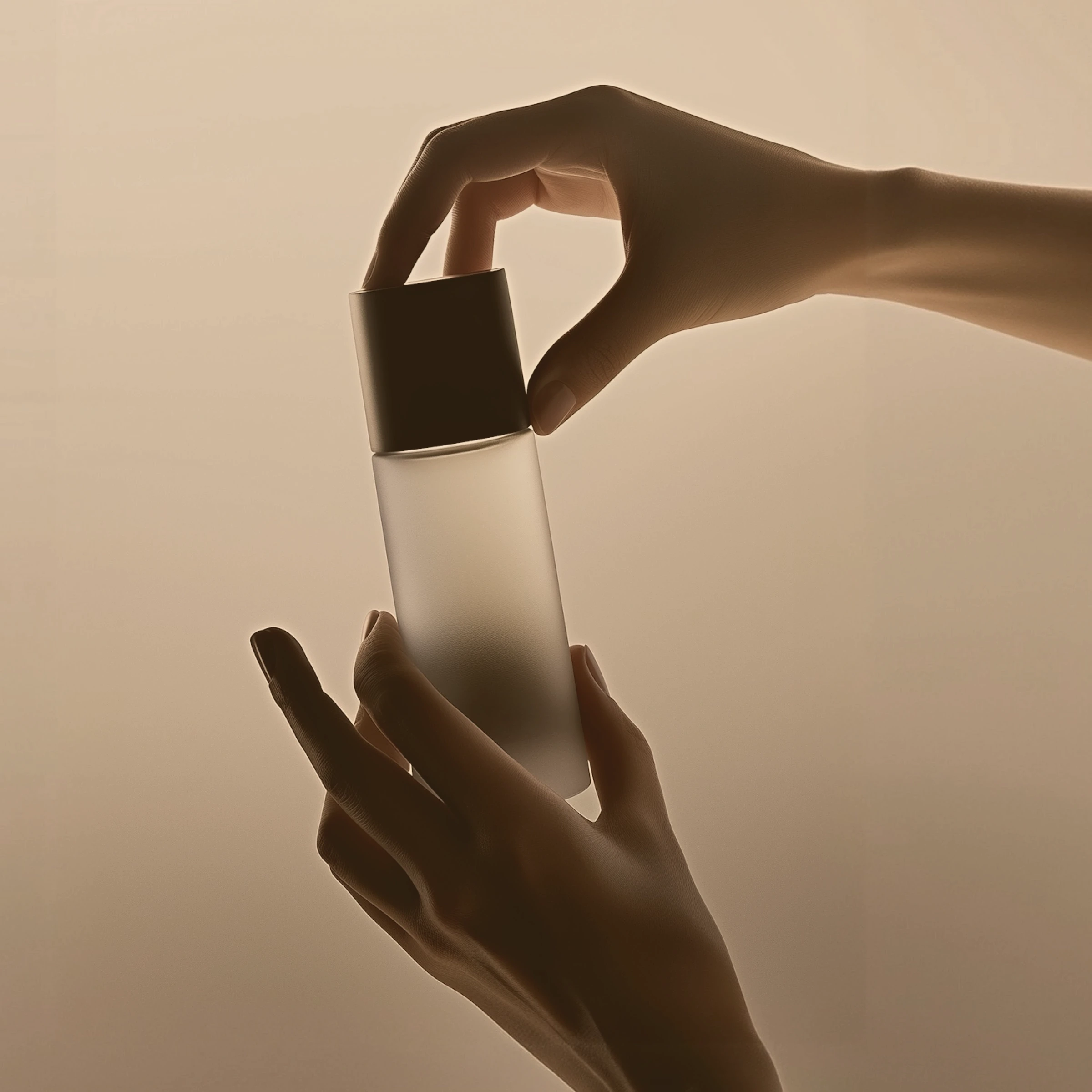 Hands Holding Glass Bottle