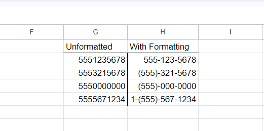 Phone Numbers with Formatting