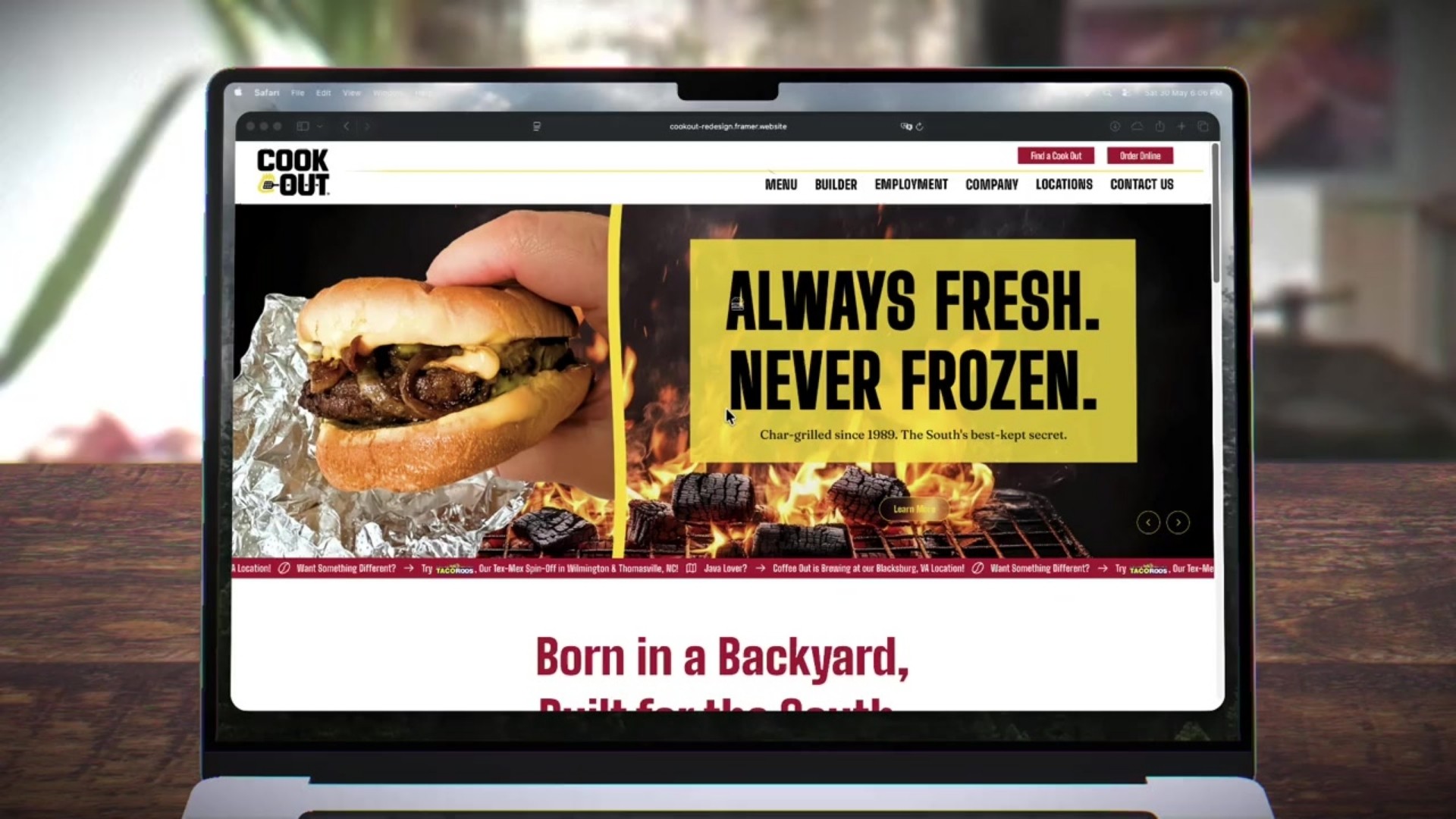 Cook Out homepage concept redesign by ÉCLOVA Studio