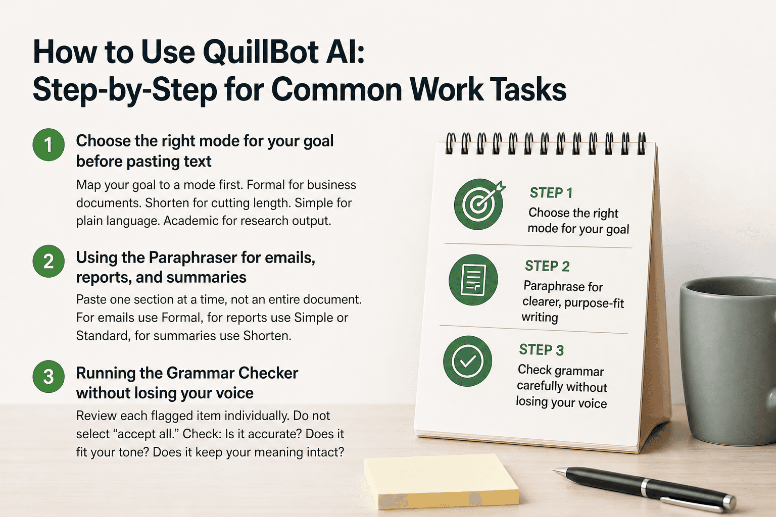 Illustration for How to Use QuillBot AI: Step-by-Step for Common Work Tasks