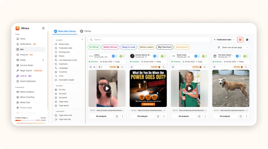 Ads Library de Minea