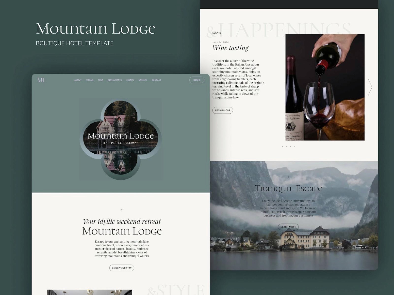 MountLodge boutique hotel Framer template with elegant lodging and booking layout
