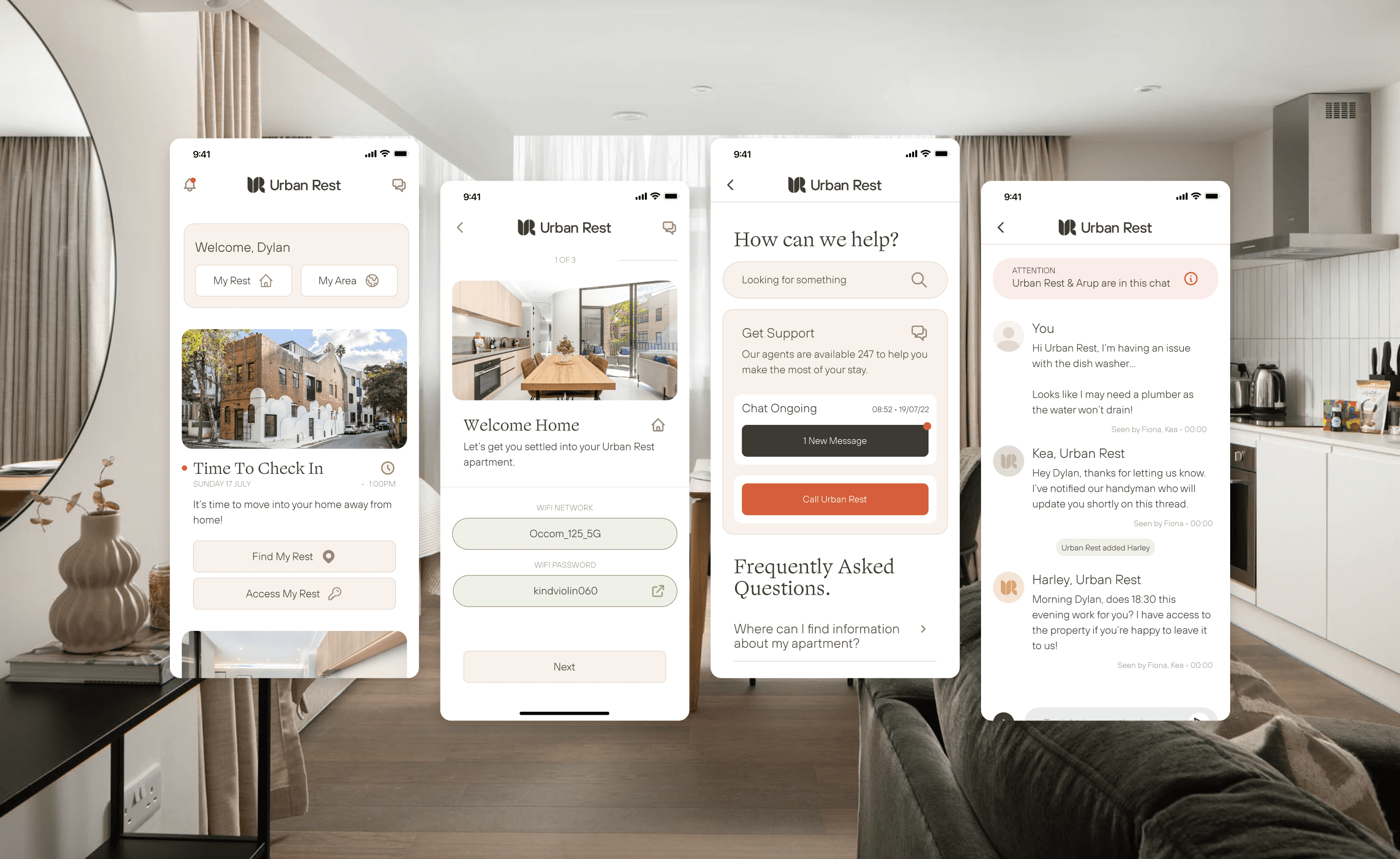 Screenshot of the in-stay app concept
