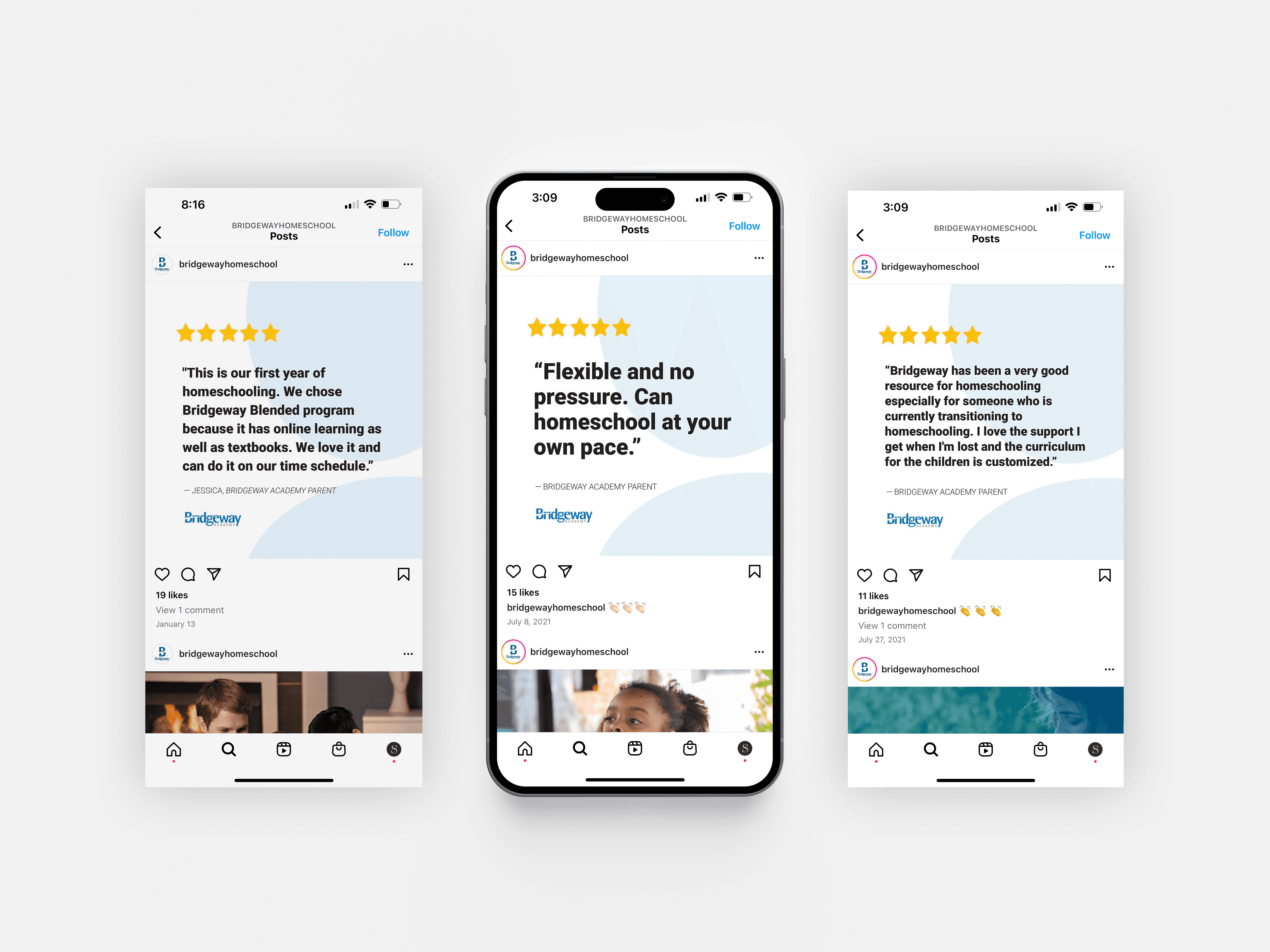Bridgeway Academy testimonial social campaign
