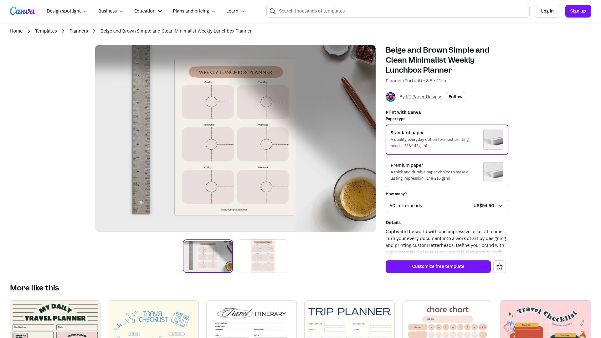 7 Best Meal Planner Template Picks for 2025 - Beige and Brown Simple and Clean Minimalist Weekly Lunchbox Planner by KT Paper Designs