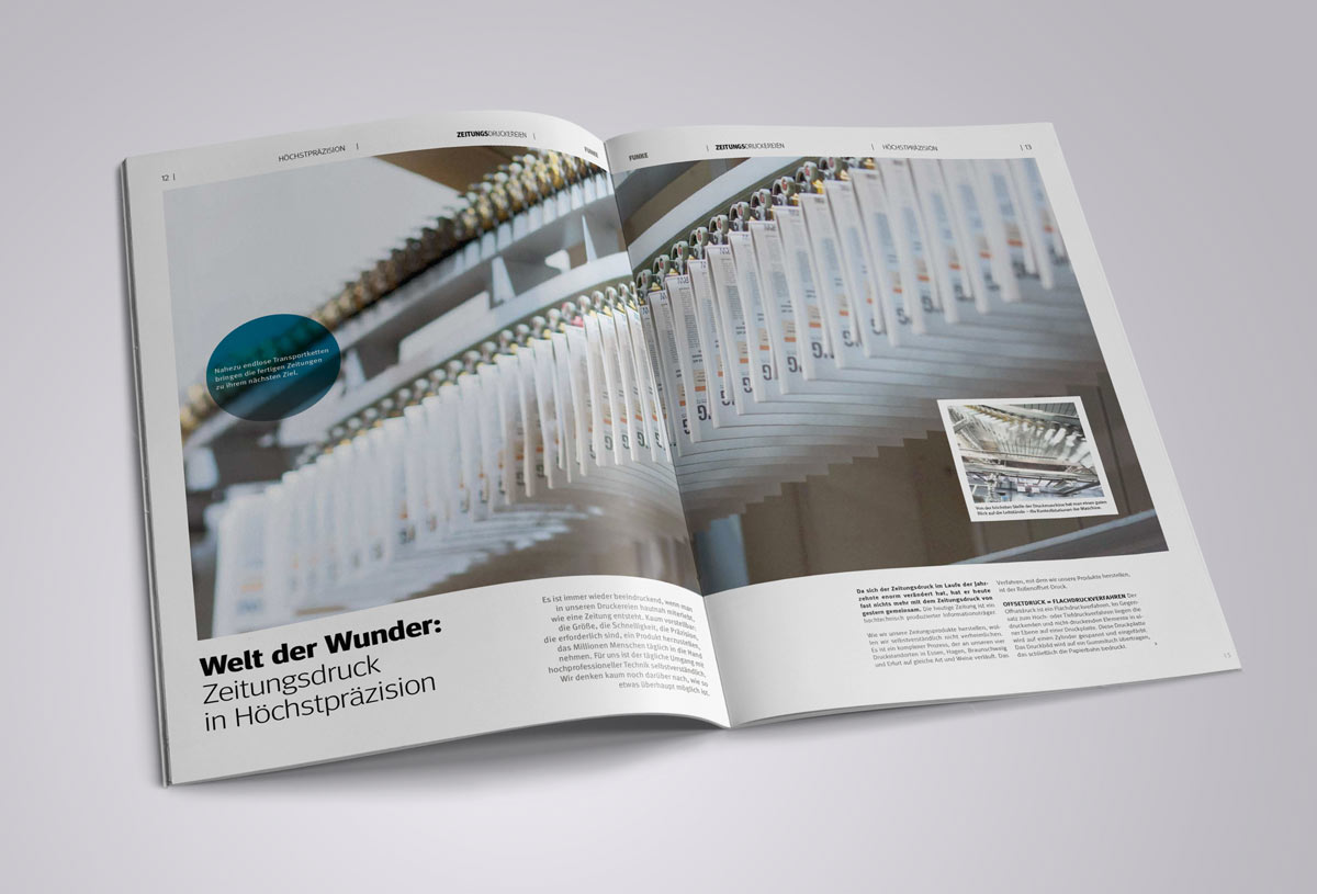 Imagebroschüre im Zeitungsformat – produziert auf hauseigenen Druckmaschinen