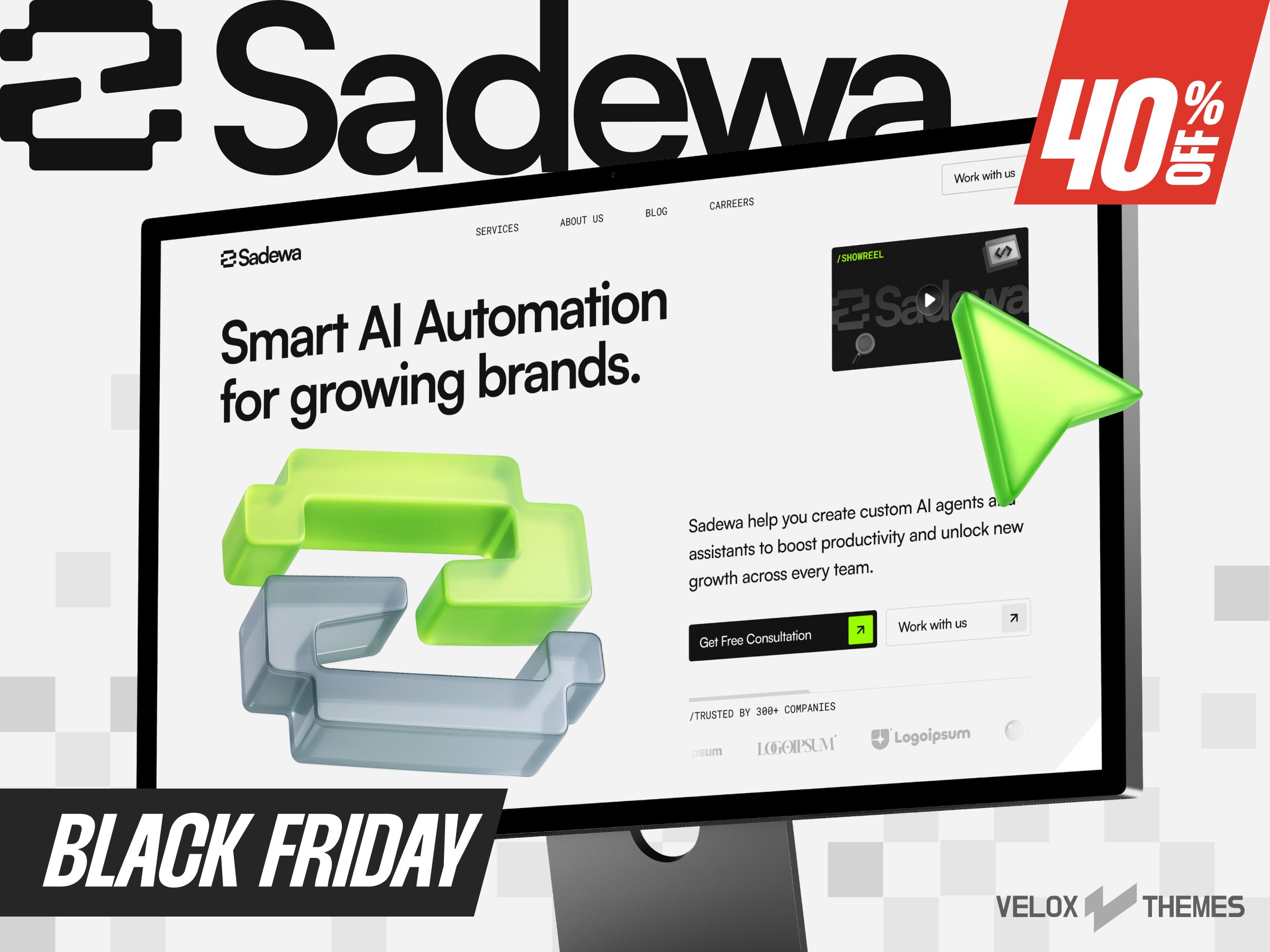Sadewa AI automation agency framer template hero