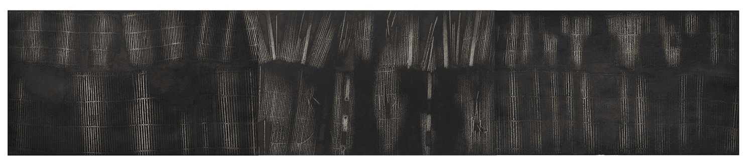 herd of sheep on road painting