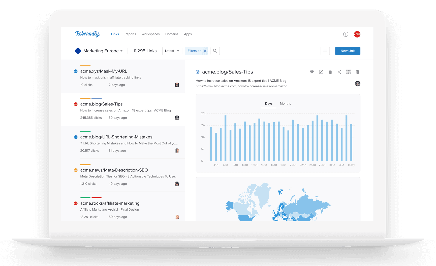 Rebrandly reseller dashboard