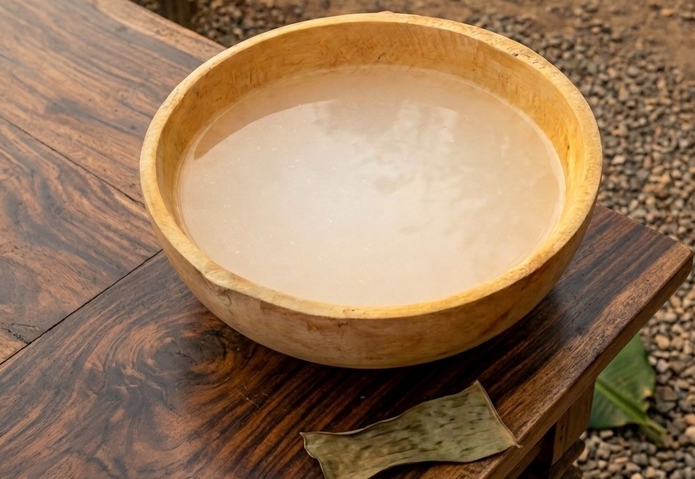 Fresh palmwine served in a calabash.