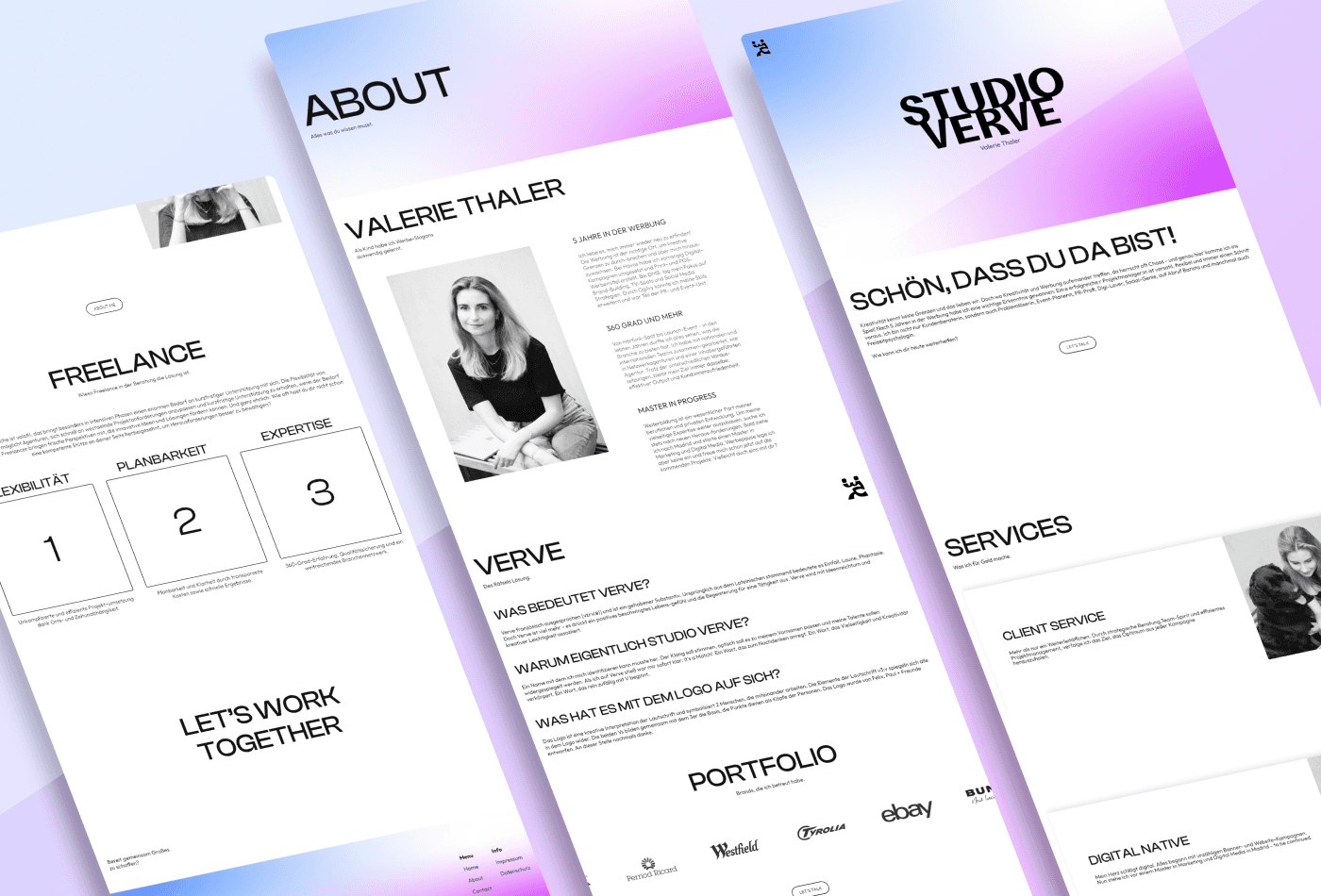 Website für Studio Verve Überblick