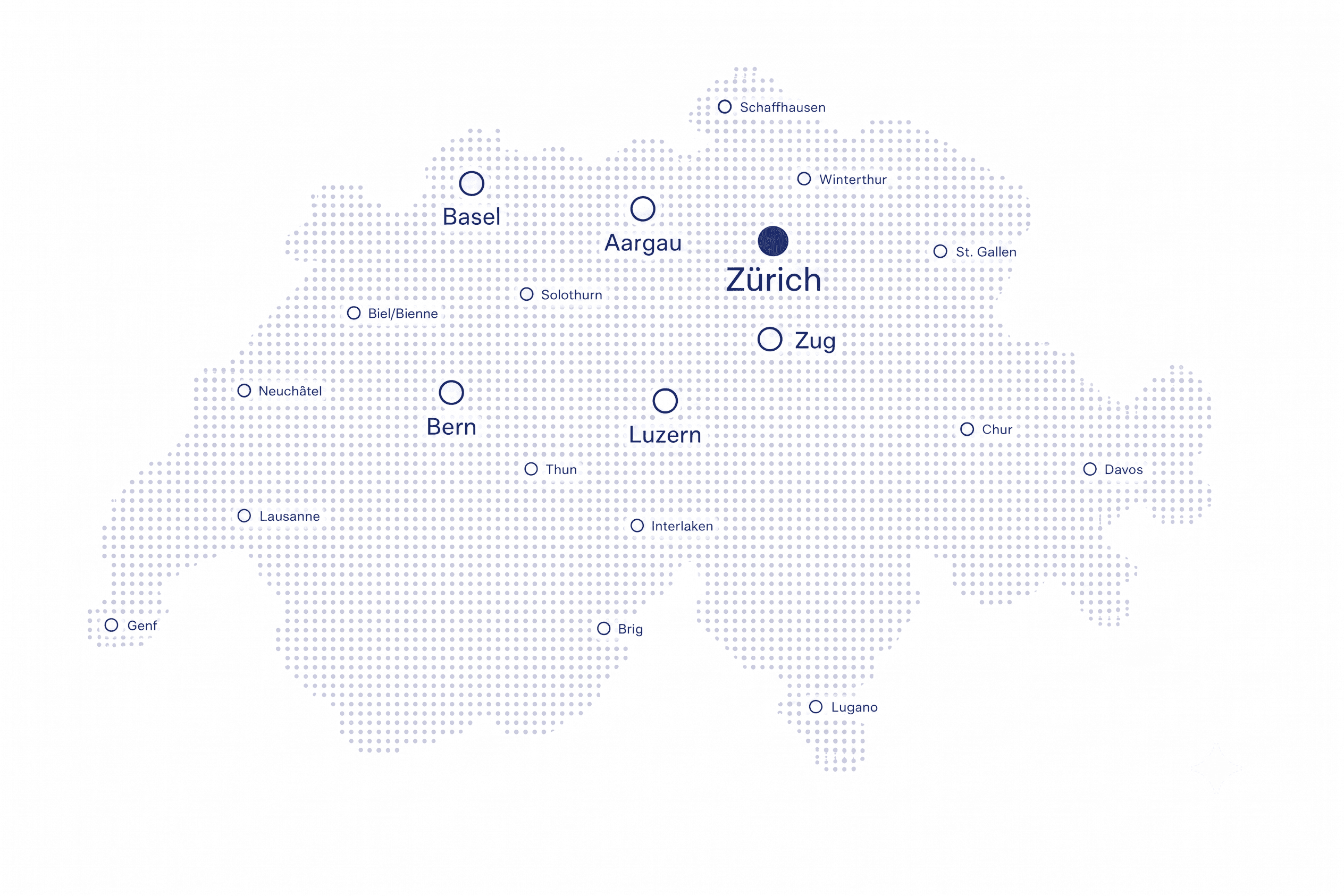 Schweizer Karte mit Einsatzgebiet Zürich und Umgebung für Kodra Gerüstbau