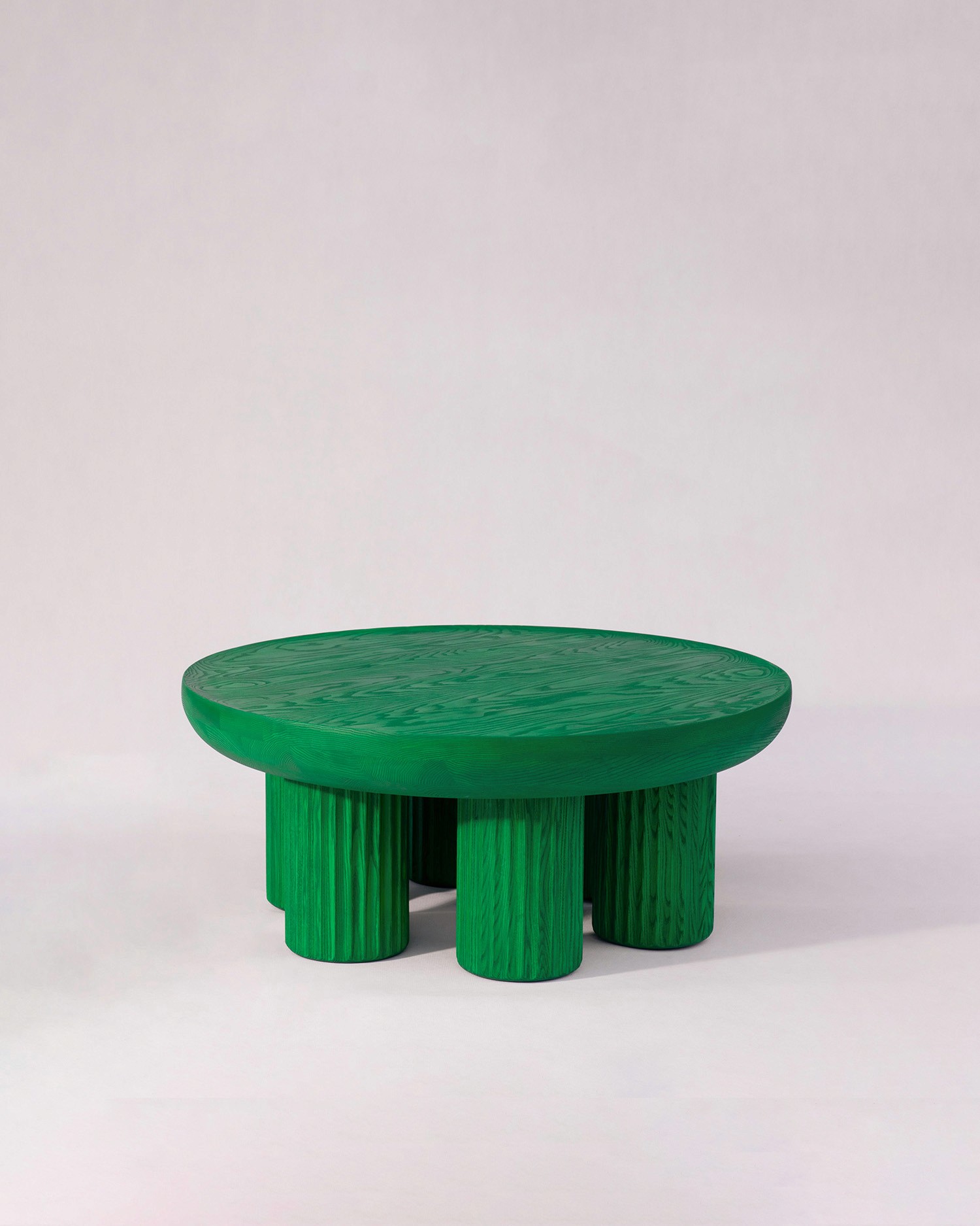 Kalokagathos low table crafted from green-stained solid ash wood with a minimalist design, by Jiří Krejčiřík.