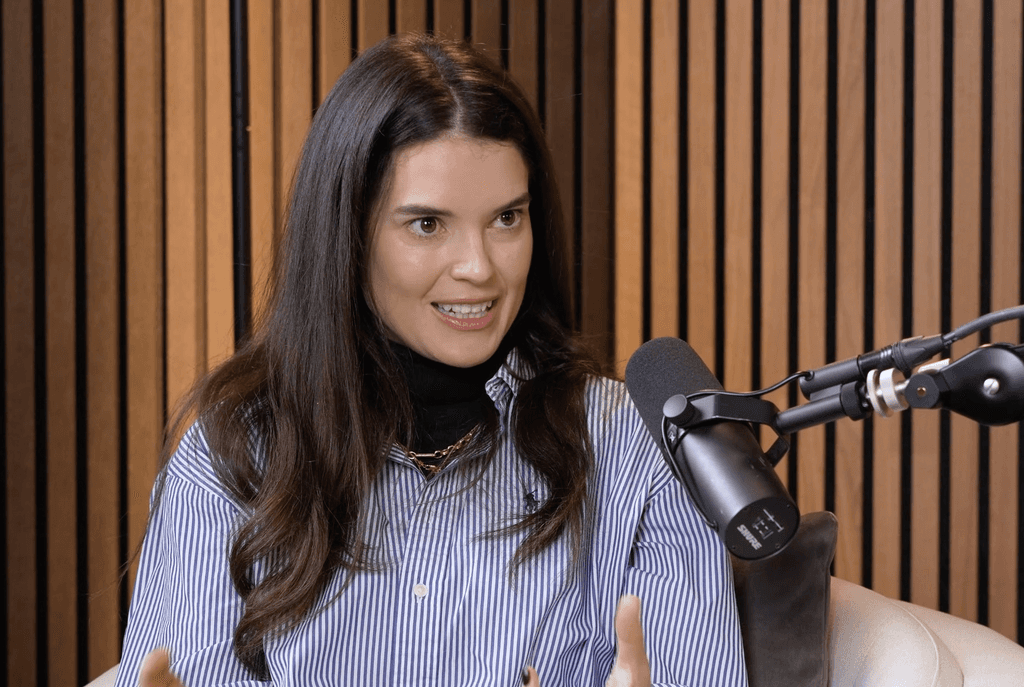 Sarah Ann Macklin talking on podcast