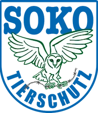 Logo der SOKO Tierschutz mit stilisierter Eule – Symbol für investigative Enthüllungen zu Tierleid in der Massentierhaltung.