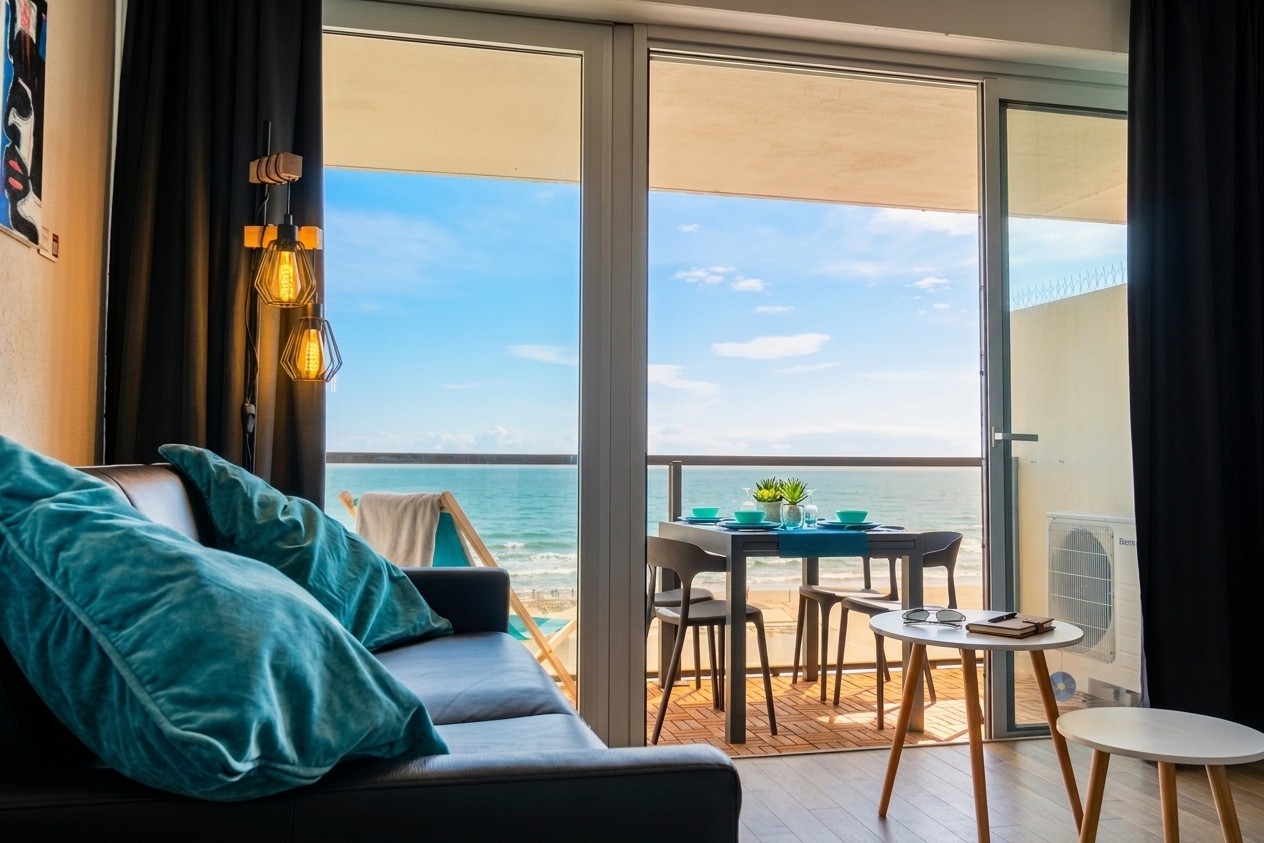 Salon d'un appartement en location courte durée