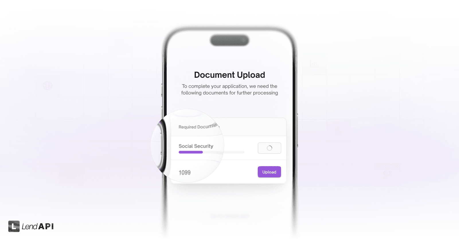 LendAPI - User Dashboard - Document Upload Mobile