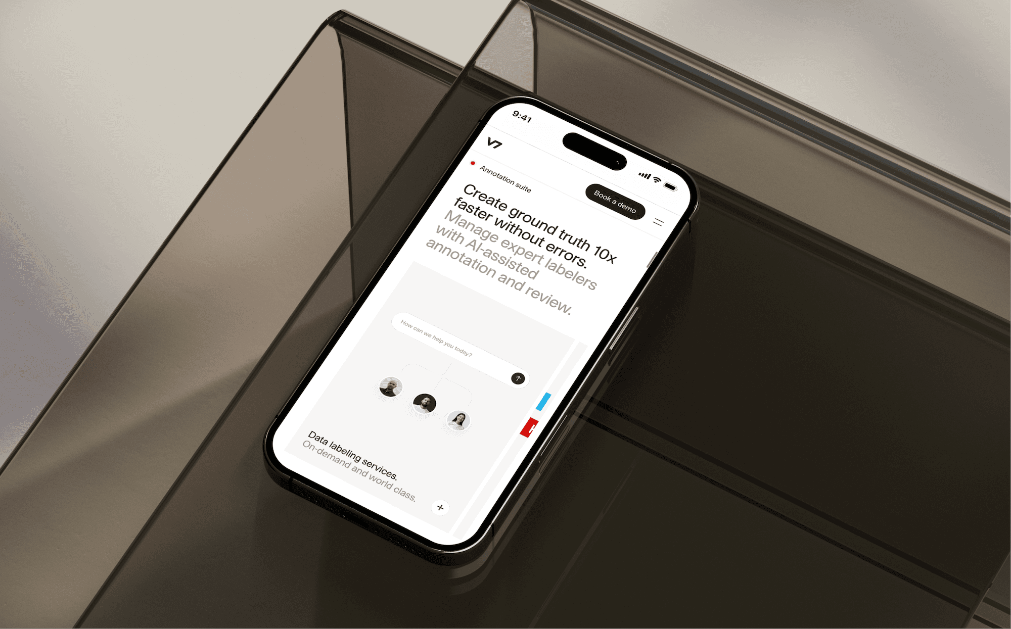 iPhone mockup showing Darwin landing page hero section — V7 Labs case study by Boldway Studio