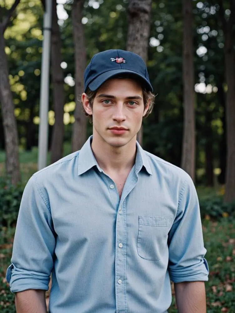 Male student wearing a hat, created by AI boyfriend generator