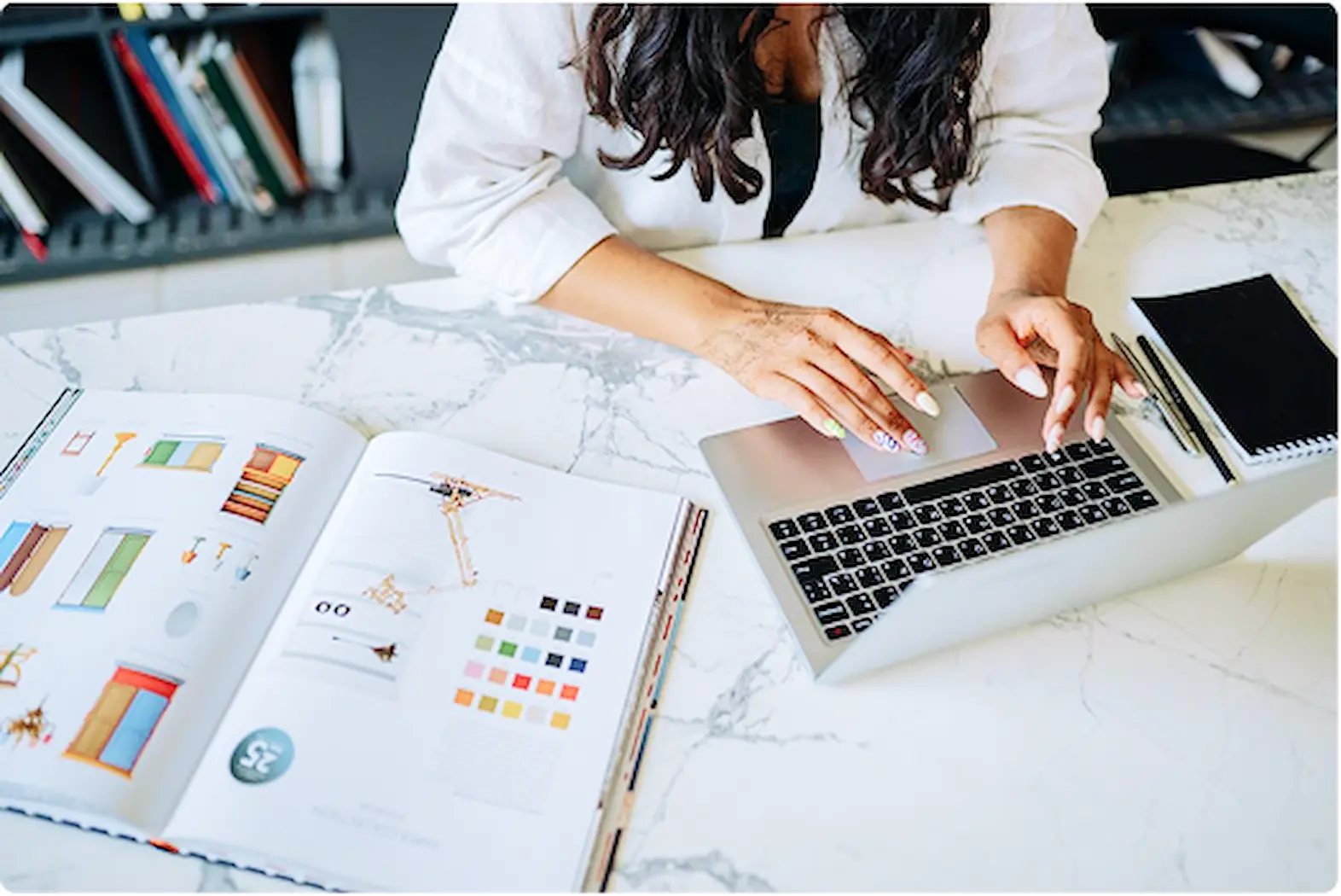 Woman working on laptop