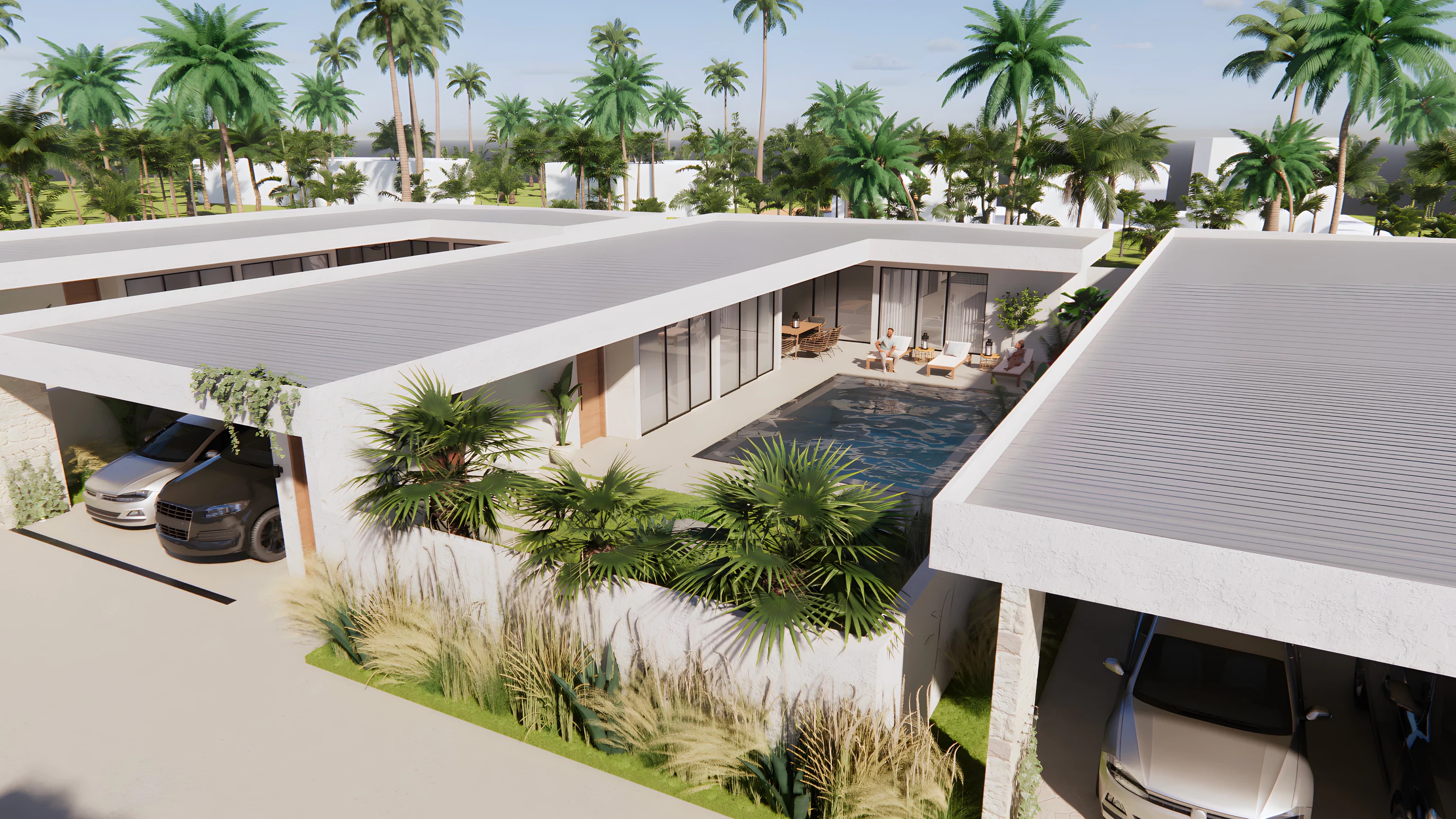 Vila Lotus ve dne z pohledu dronu