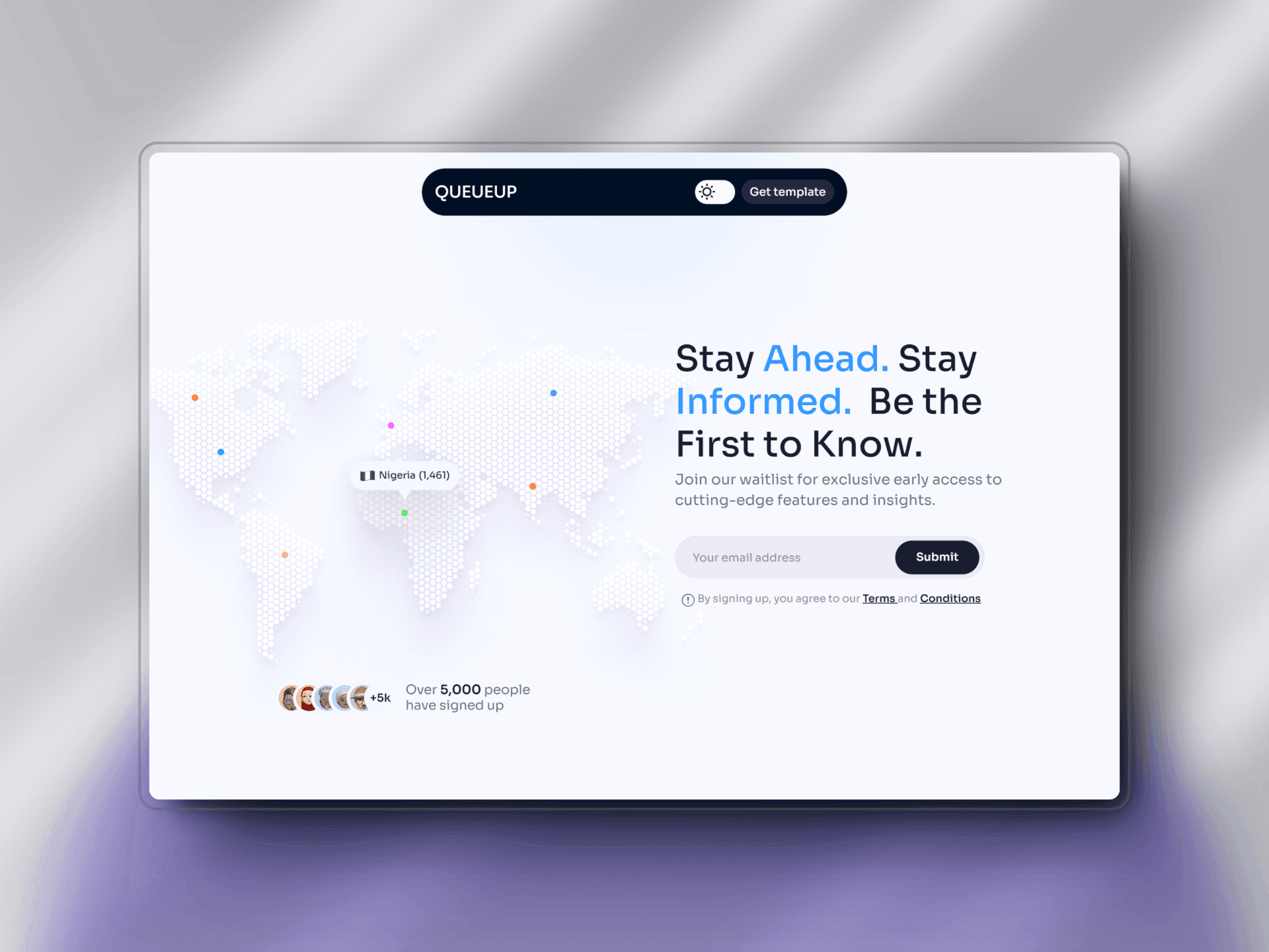 QueueUps Waitlist template 2 -  Framer designer for startups