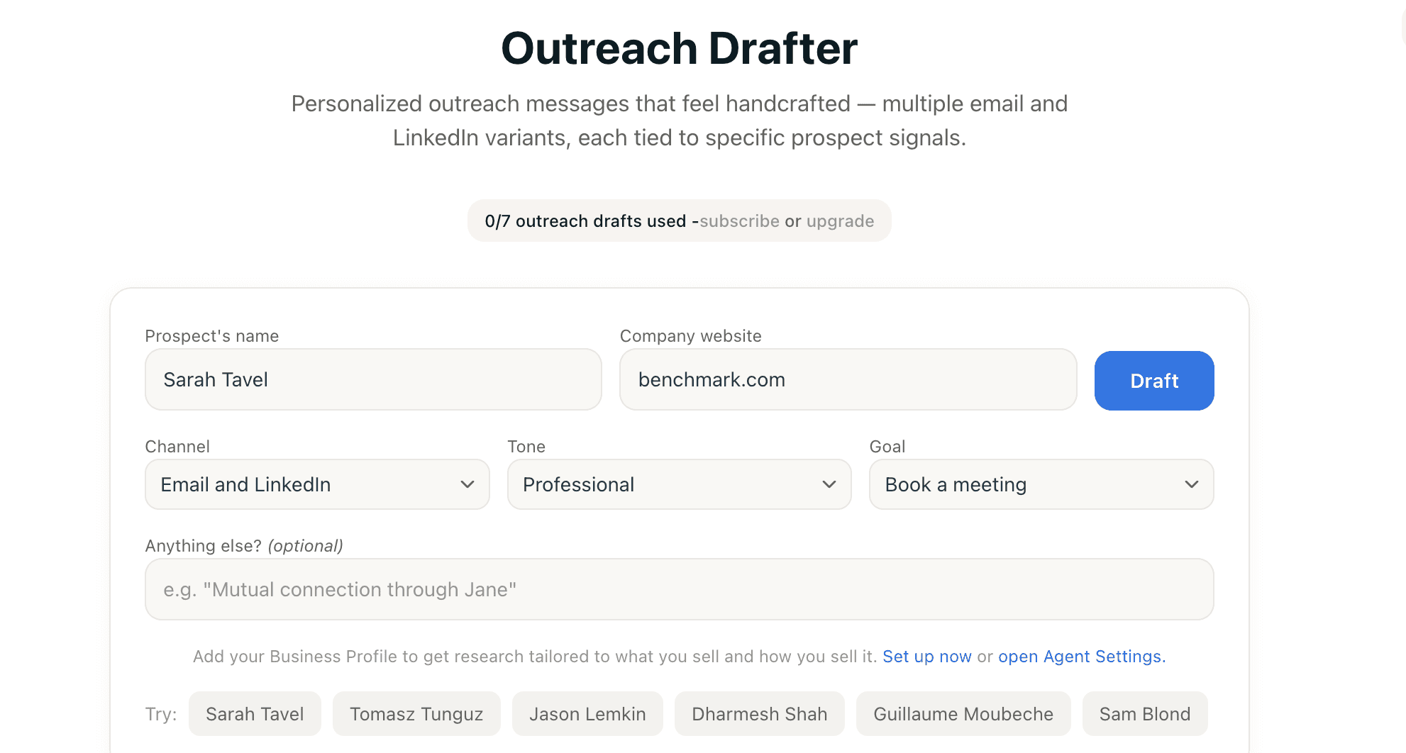 Outreach drafter agent on agent ai marketplace