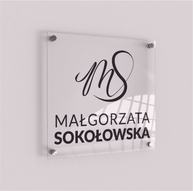 Logo sign on the wall.