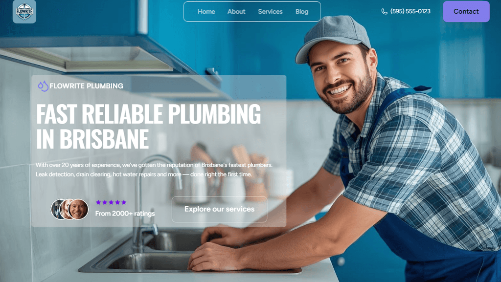 Local plumber smiling while working on residential piping