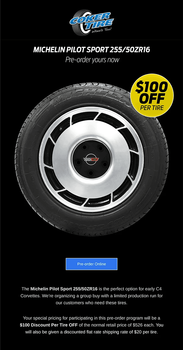 Coker Tire Michelin Pilot Sport Email Campaign