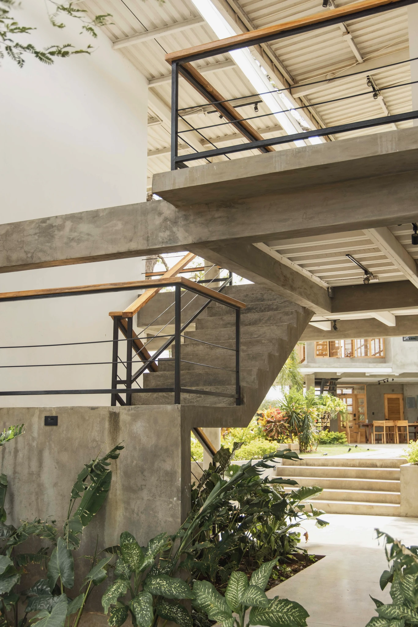 Waves and Wifi surf lodge by Costa Architecture, Popoyo Nicaragua — outside stairs