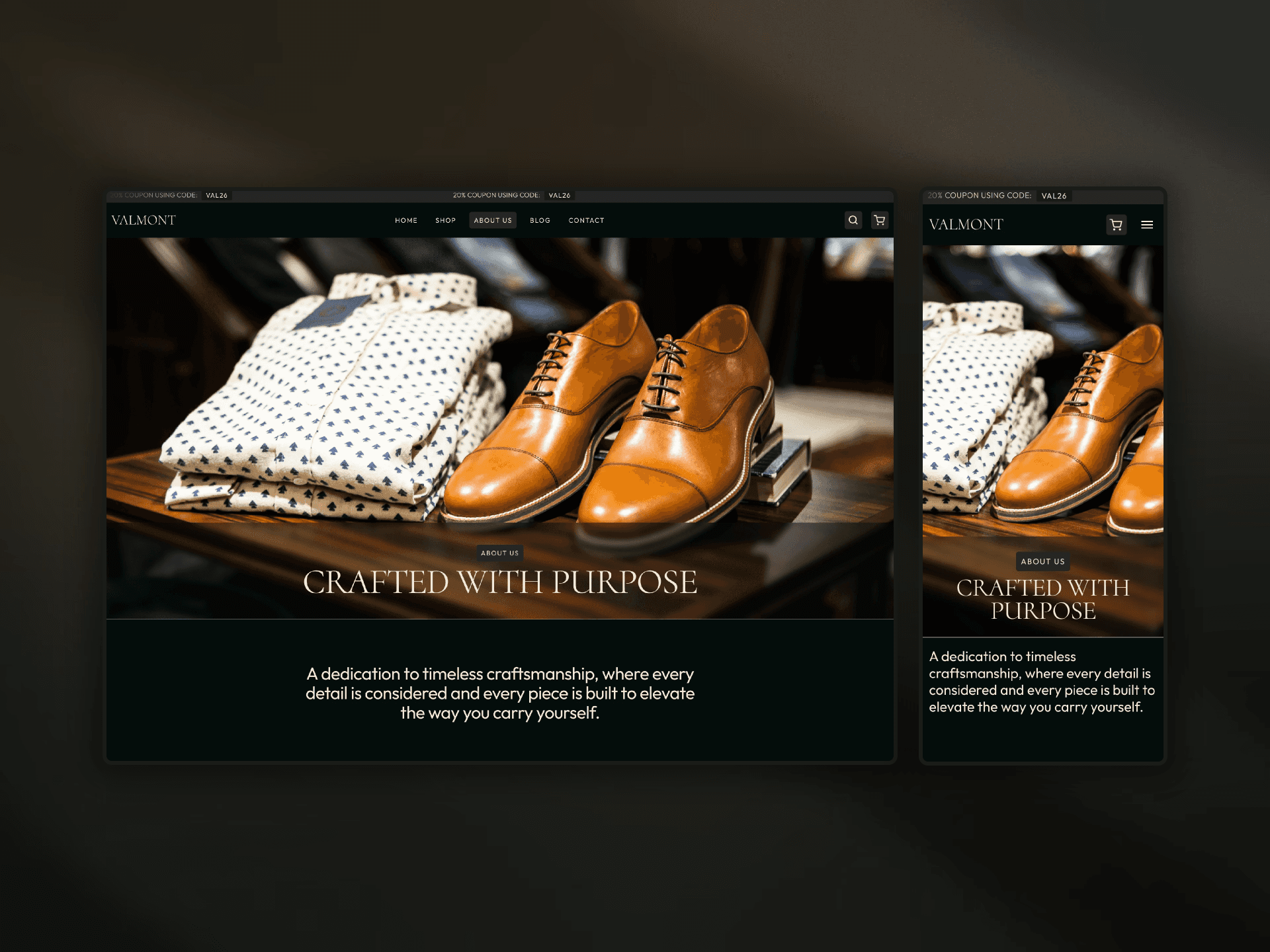 A clean mockup of Eventio template, over a grey gradient