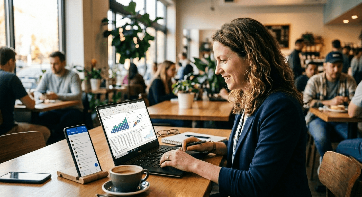 Professional organizing networking contacts and following up using CRM and lead capture app