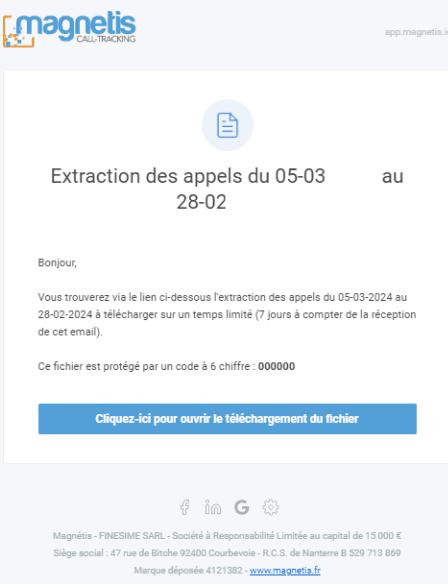 Extraction des appels