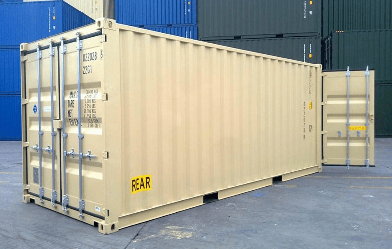 20-foot new double door shipping container with barn doors at both ends