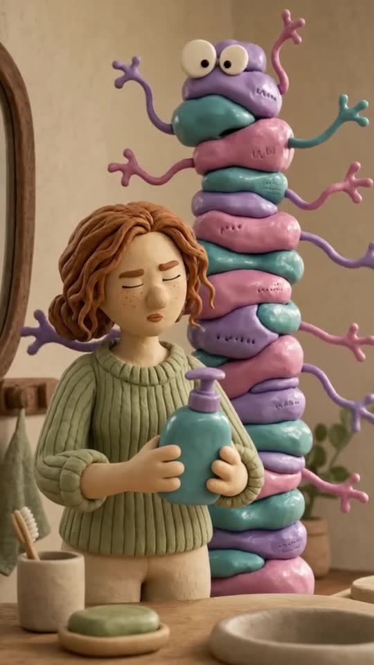 AI-made claymation product scene for Lady May