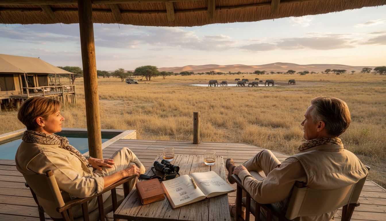 Couple enjoys luxury safari view in Namibia