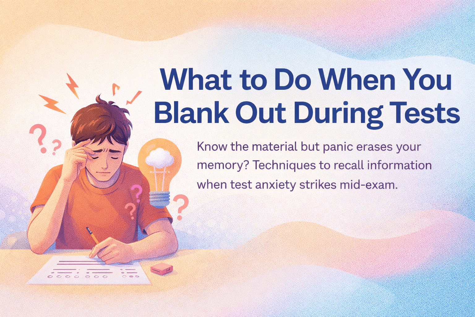 How to Create Your Own Practice Tests with checklist sheets, books, timer, and pencil showing DIY exam prep strategy.