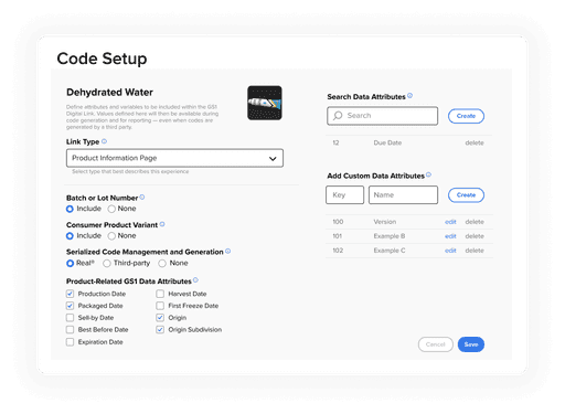 Setup GS1 codes with ease.