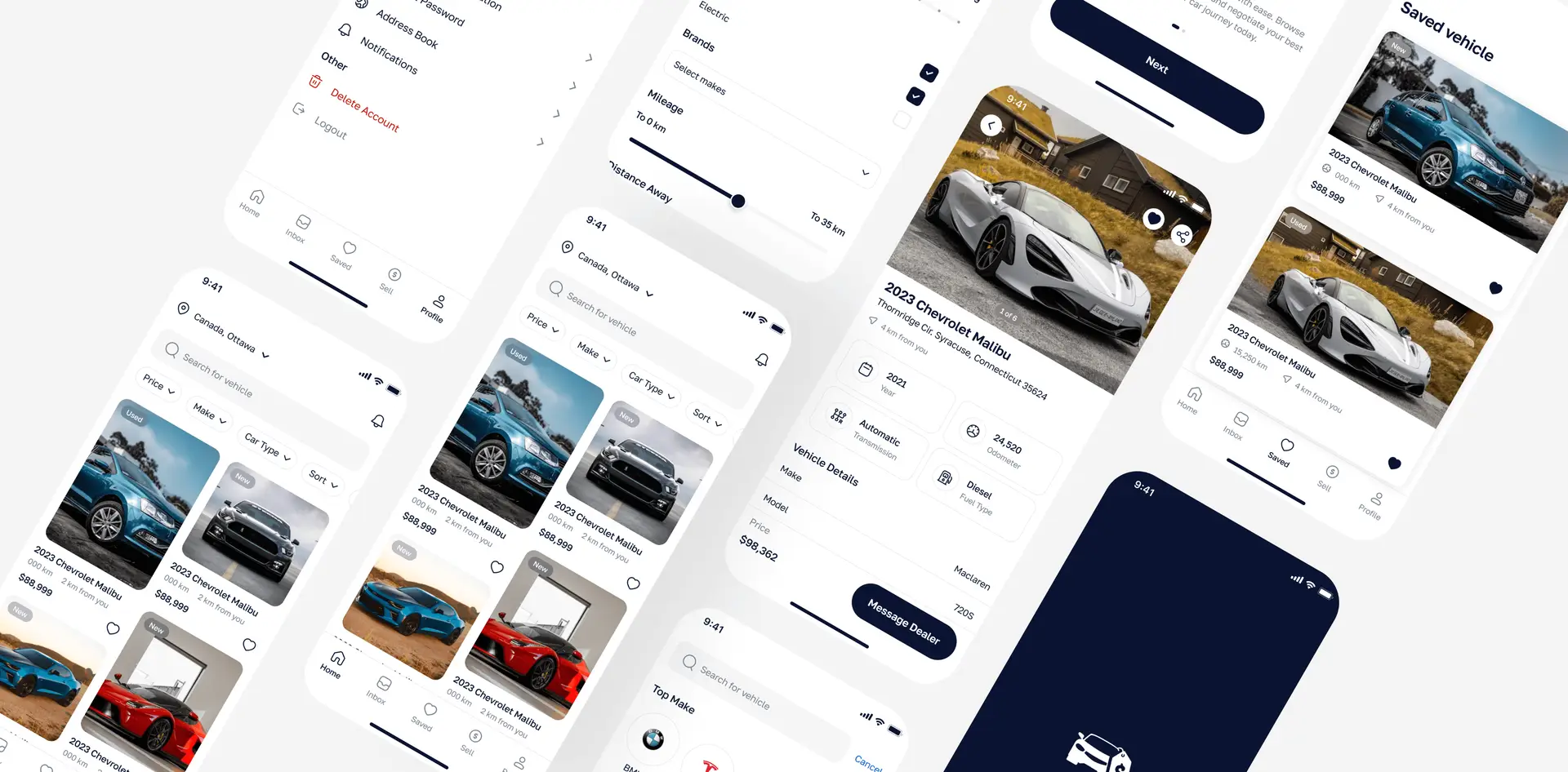 TruValu car marketplace app screens
