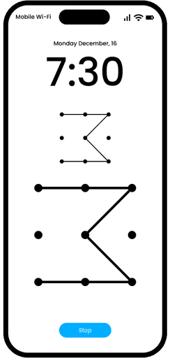 Wireframe showing the pattern match to stop the alarm
