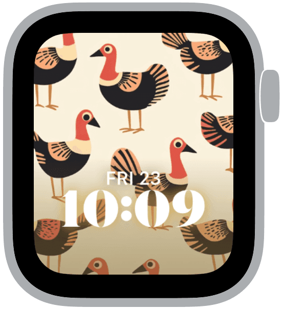 an apple watch face from the thanksgiving turkeys collection