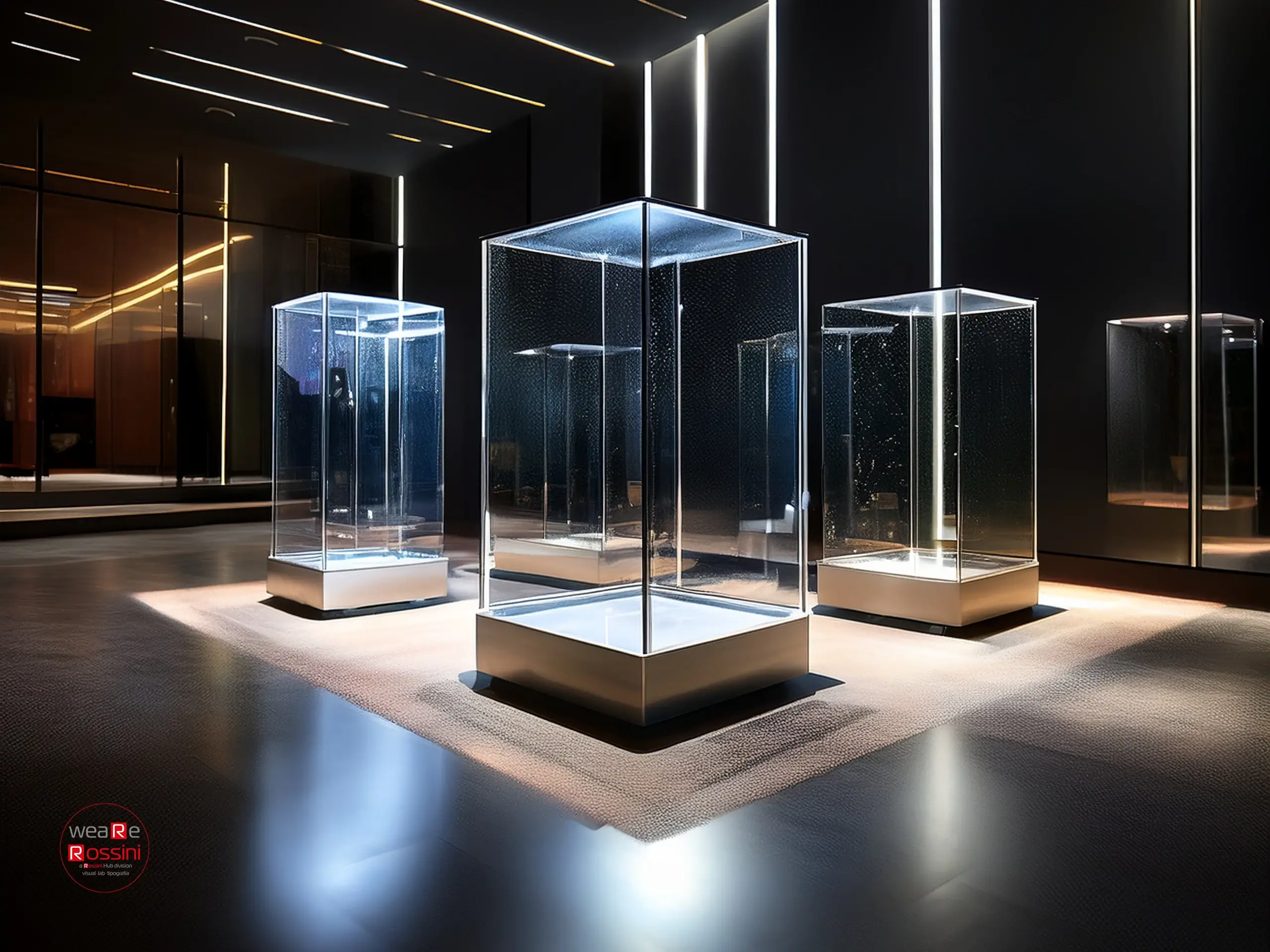 Teche espositive con illuminazione integrata