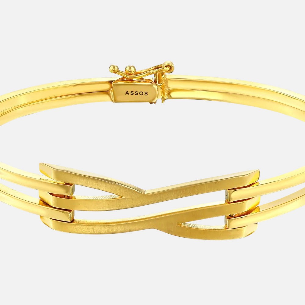 Assos Pırlanta 14 Ayar Altın Kaburga Kelepçe Bilezik 7.17 Gr